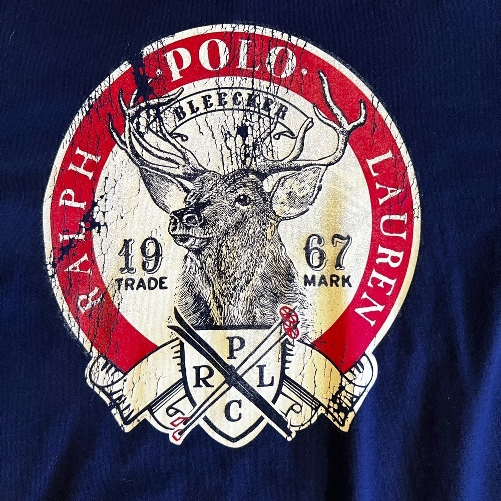 Vtg POLO by Ralph Lauren Men Green Crewneck Long Sleeve Tee Sz L Bleecker Deer - Picture 16 of 16